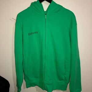 PANGAIA Lightweight Recycled Cotton Green Zip-Up Hoodie Men Size L